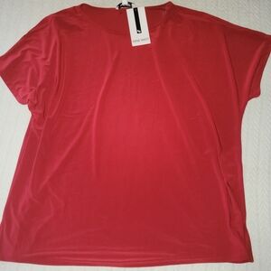 Nine West Red Boxy Short Sleeve Tee 1x New With Tags